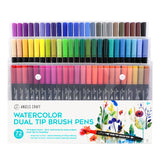 Angels Craft 72 Color Watercolor Dual Tip Brush & Fine Tip Pens