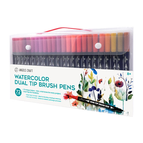 Angels Craft 72 Color Watercolor Dual Tip Brush & Fine Tip Pens