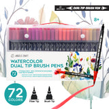 Angels Craft 72 Color Watercolor Dual Tip Brush & Fine Tip Pens