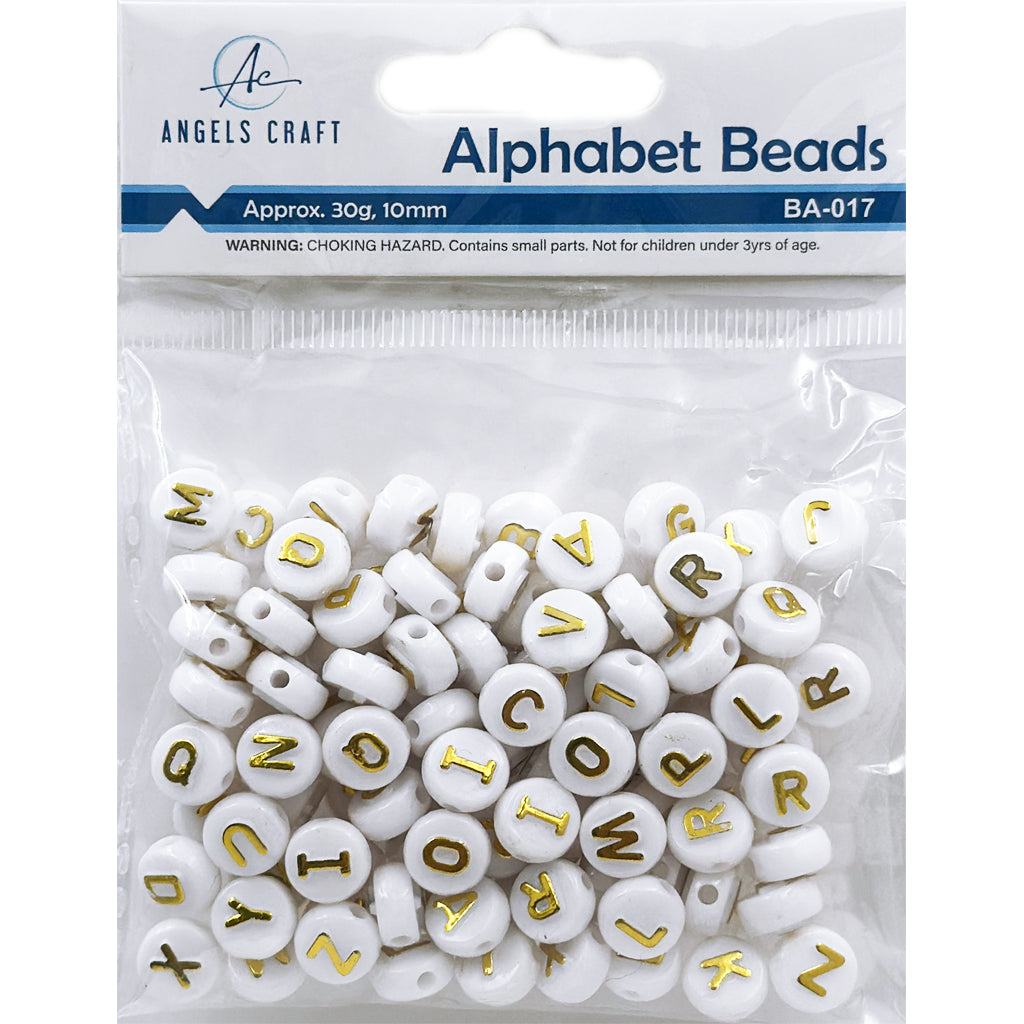 White & Gold Alphabet Beads