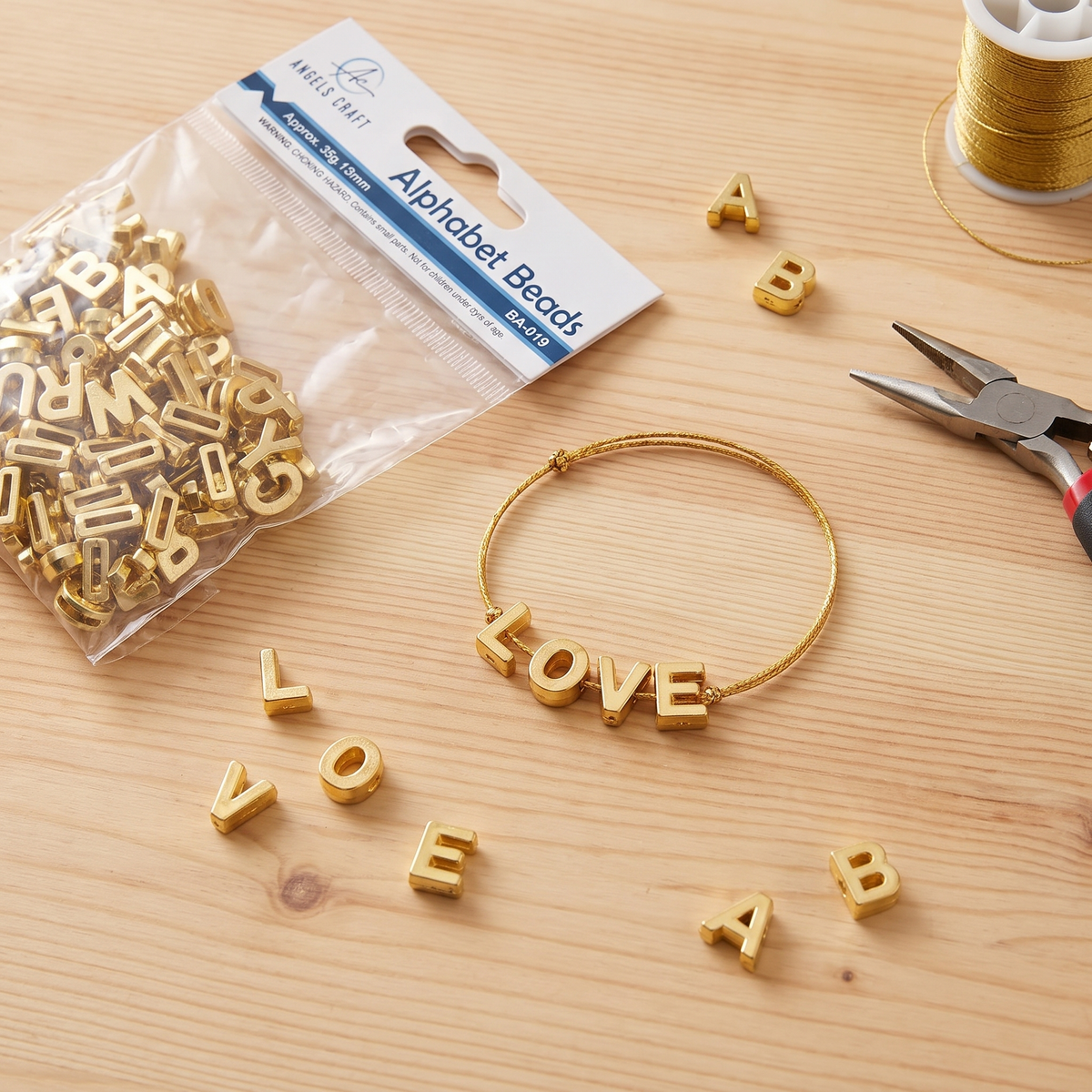 Gold Alphabet Beads for Jewelry Making, 35g (1.23 oz)