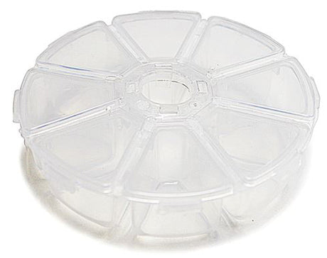 8-Compartment Round Clear Plastic Organizer Box (4.11")
