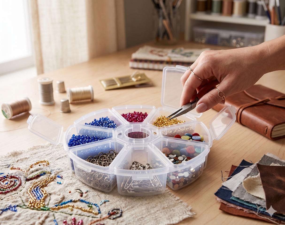 8-Compartment Round Clear Plastic Organizer Box (4.11")