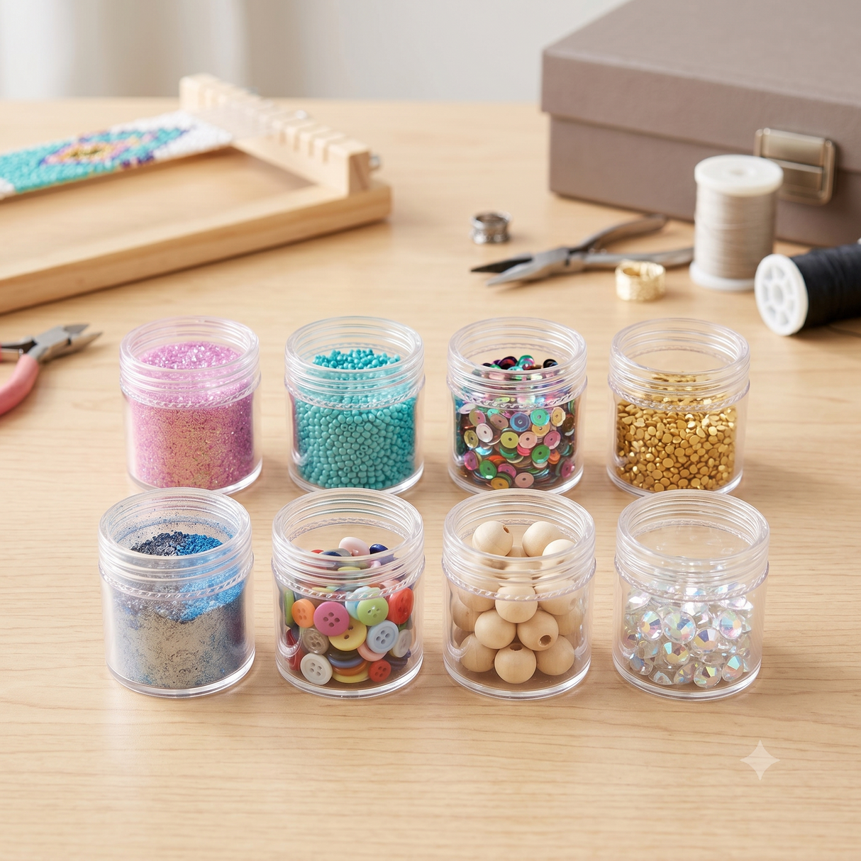 8-Piece Mini Clear Plastic Craft Storage Containers
