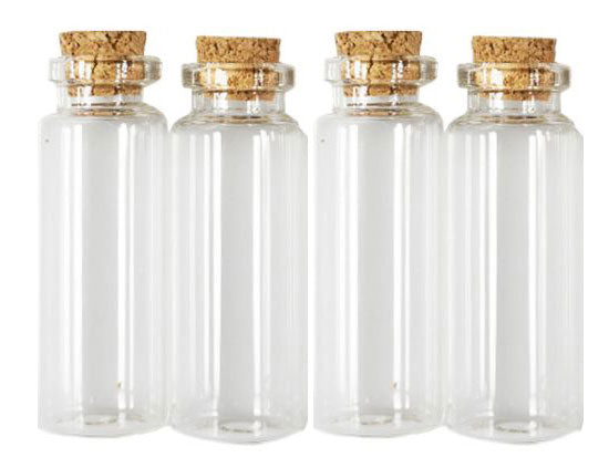 Premium Clear Glass Bottles with Authentic Cork Stoppers