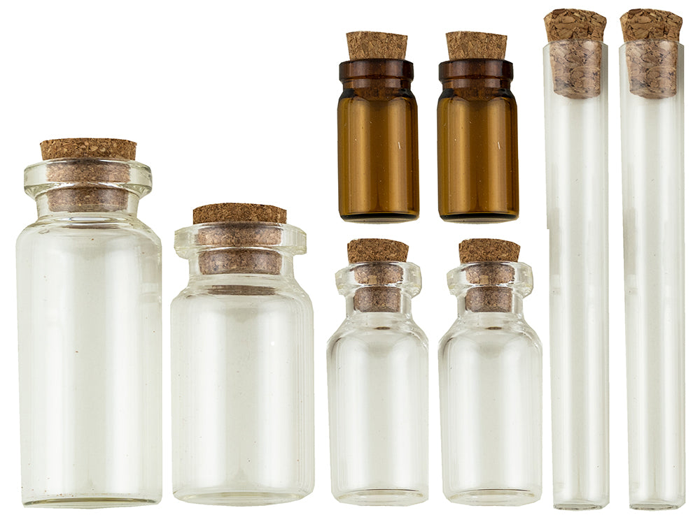 Premium Clear Glass Bottles with Authentic Cork Stoppers