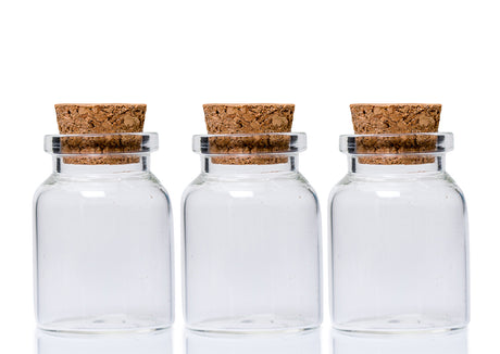 3-Piece Mini Glass Bottles with Cork Lids (20ml)