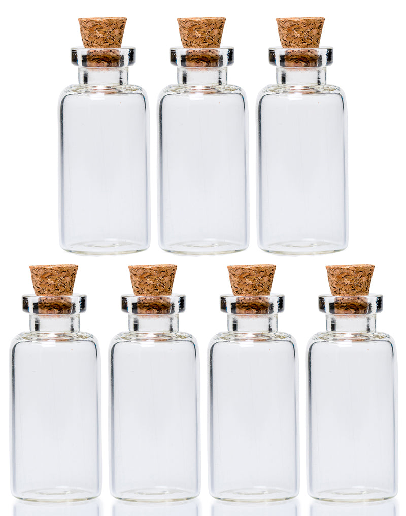 7-Piece Mini Glass Bottles with Cork Lids (6ml)