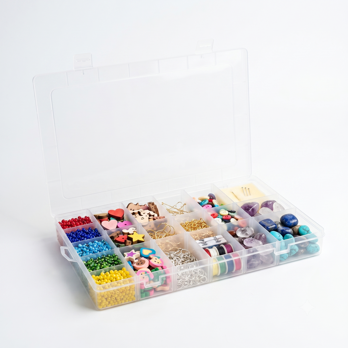 24-Compartment Clear Plastic Storage Organizer Box