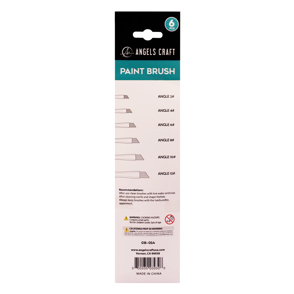 Angels Craft 6-Piece Paint Brush Set, Angled Tip