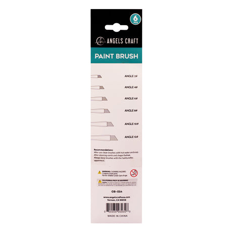 Angels Craft 6-Piece Paint Brush Set, Angled Tip