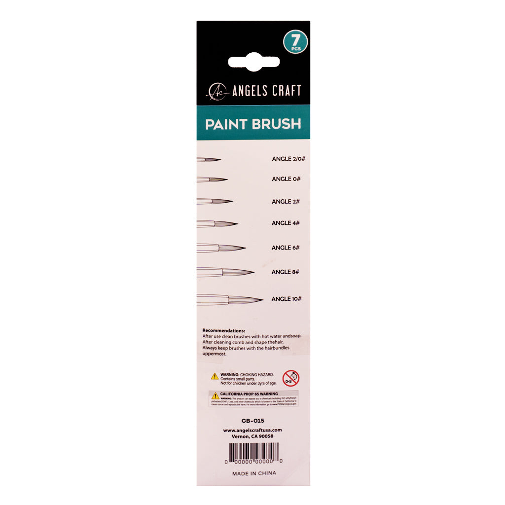 Angels Craft 7-Piece Paint Brush Set, Round Pointed Tip