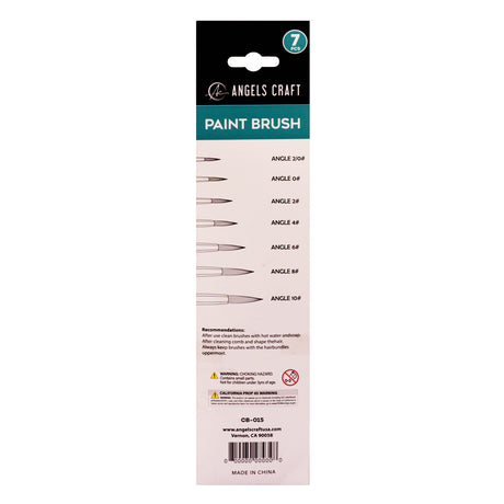 Angels Craft 7-Piece Paint Brush Set, Round Pointed Tip