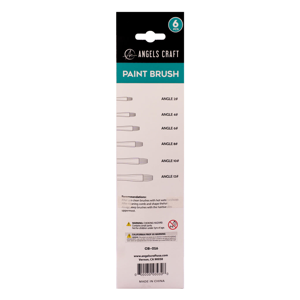 Angels Craft 6-Piece Paint Brush Set, Flat Tip