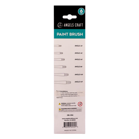 Angels Craft 6-Piece Paint Brush Set, Flat Tip
