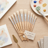 Bring Creativity to Life: 10-Piece Wooden Paint Brush Set by Angels Craft