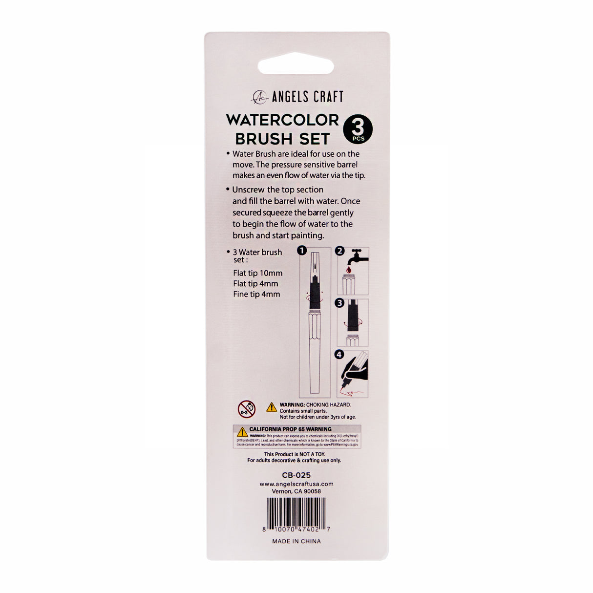 Angels Craft 3-Count Watercolor Brush Set Kit