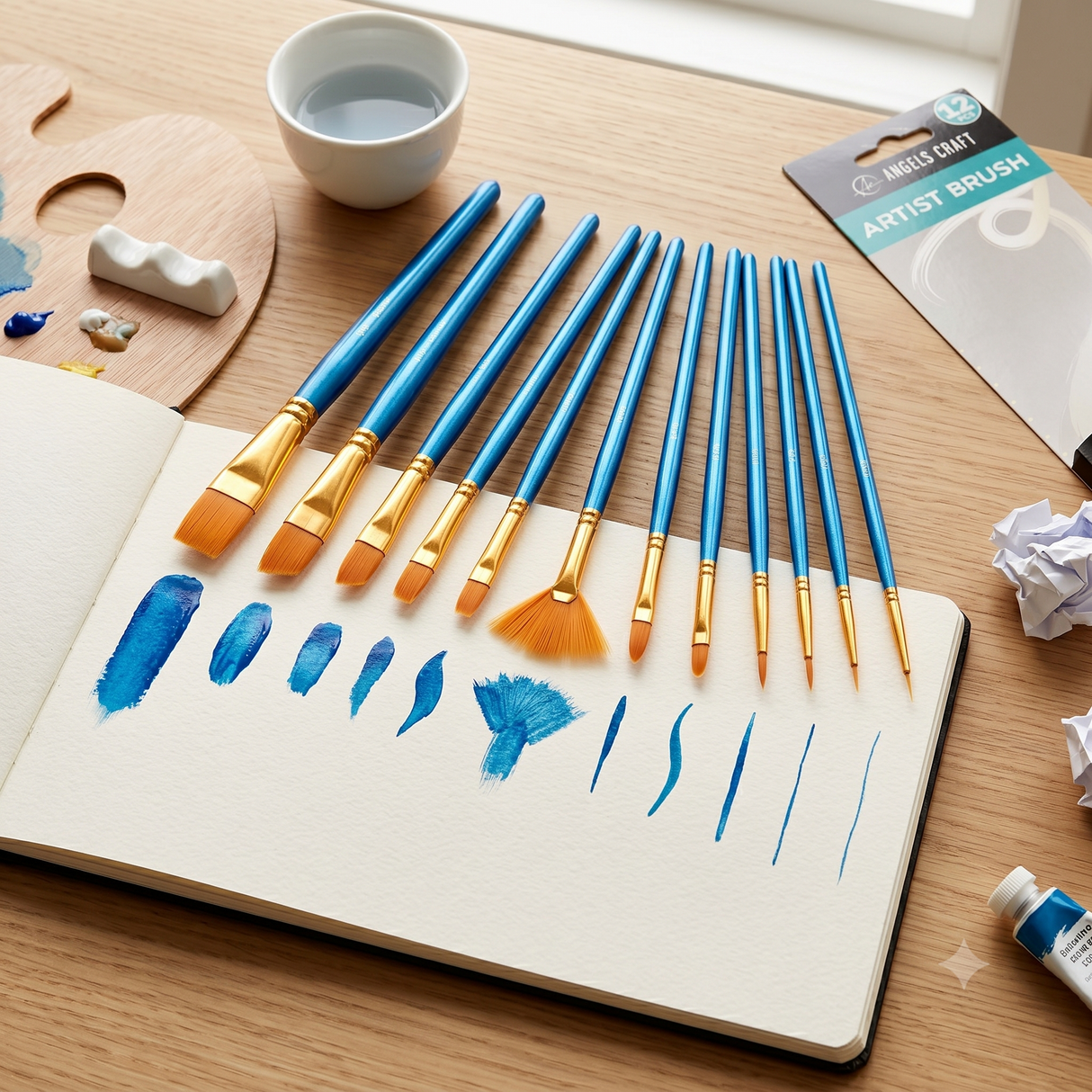 Angels Craft 12-Piece Artist Brush Set | All-in-One Multi-Media Paintbrushes