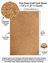 Fine Grain Craft Cork Sheet - 7.8" x 11.8"