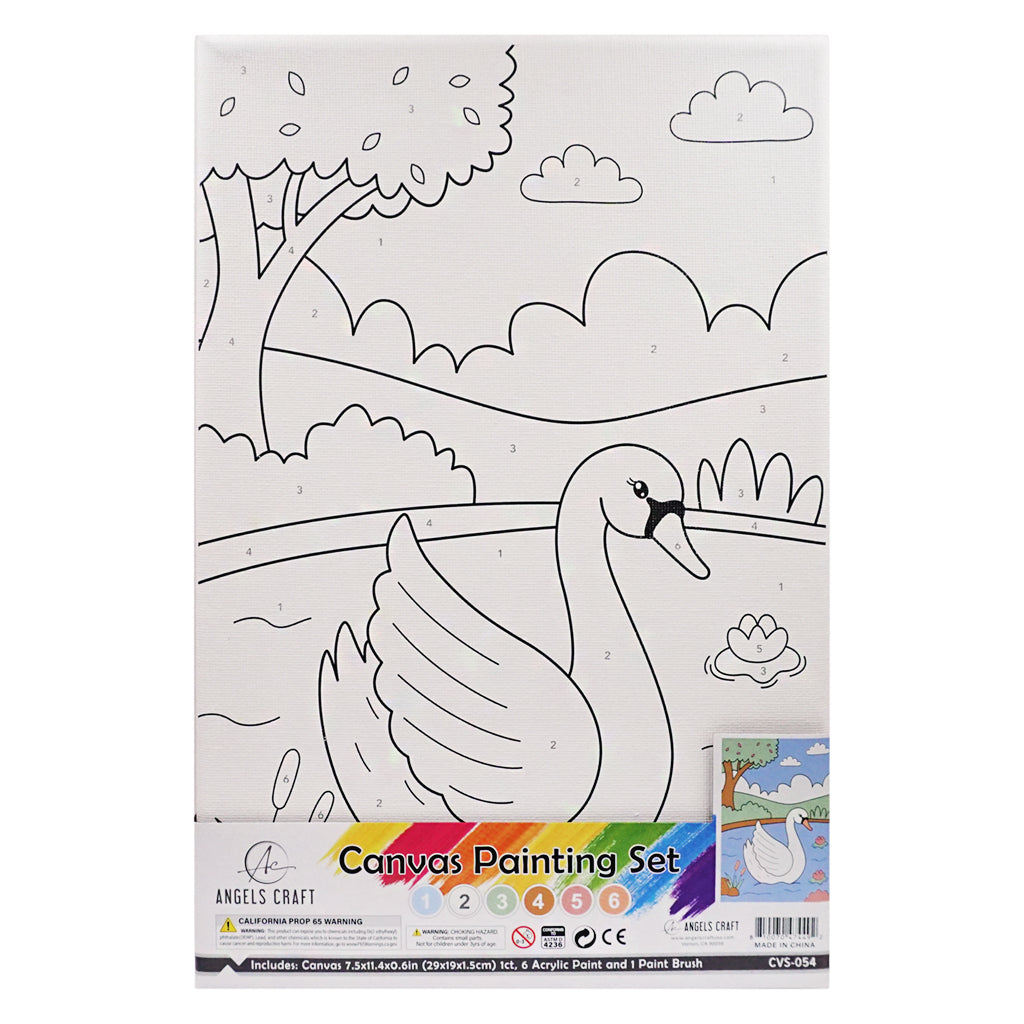 Angels Craft Paint by Number Canvas Set - Lily Pond Swan