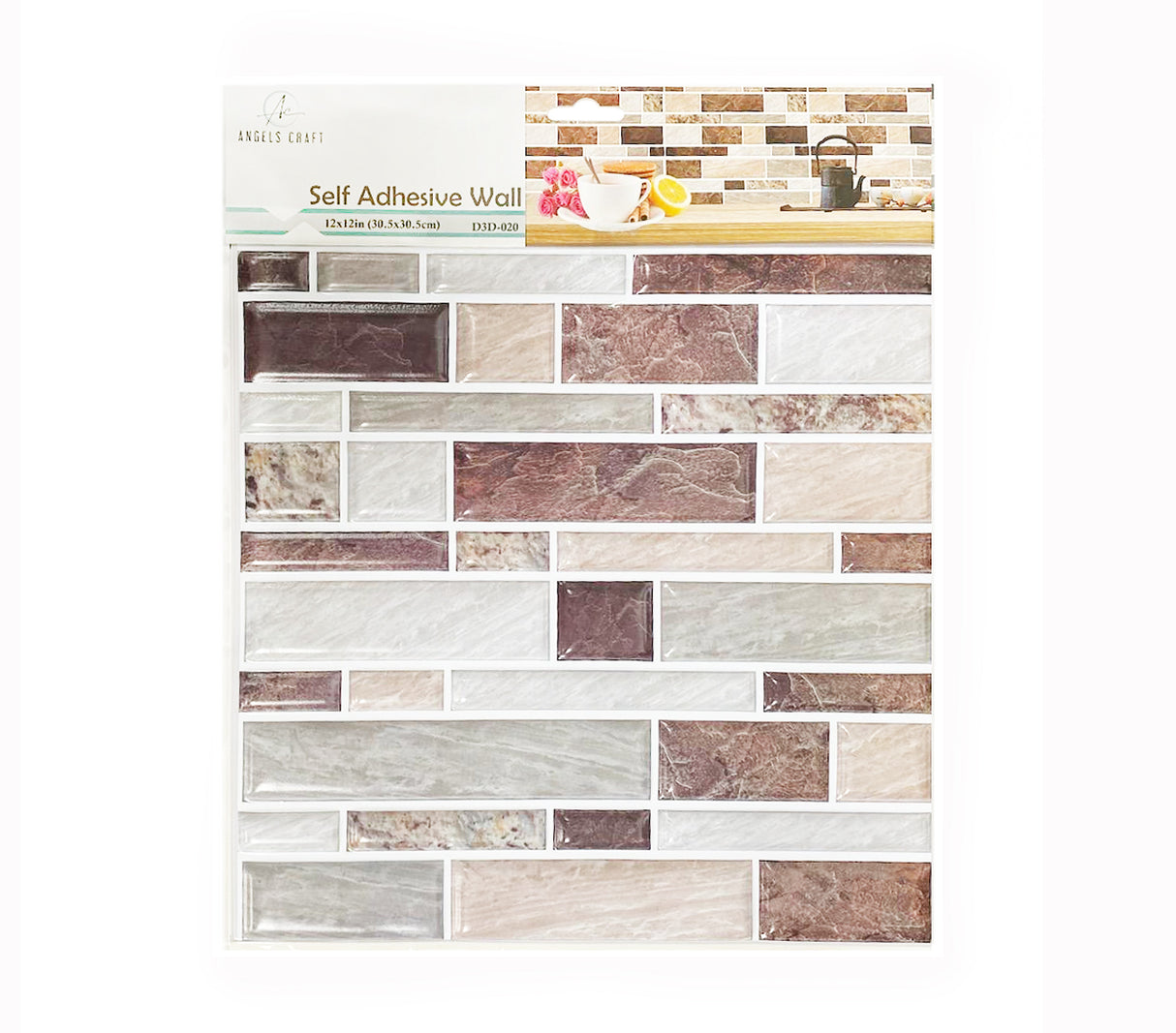 Angels Craft Self Adhesive Plastic Wall Tile, 12"x12"