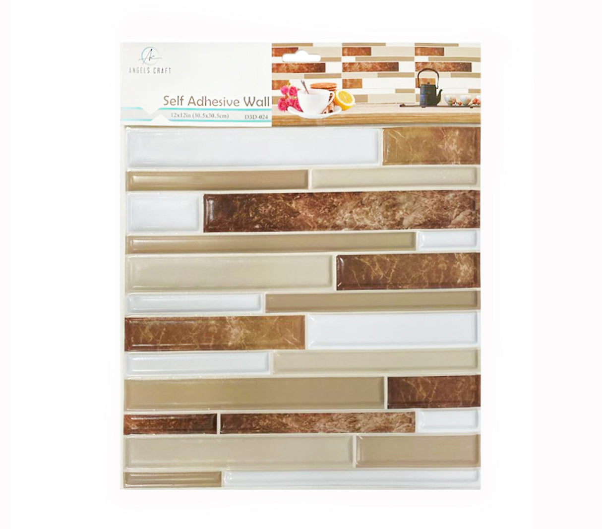 Angels Craft Self Adhesive Plastic Wall Tile, 12"x12"