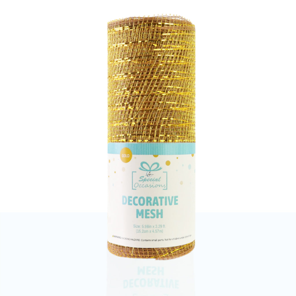 Decorative Deco Mesh Ribbon Roll (6 in x 3.3 ft) for Wreaths, Gift Wrapping & DIY Crafts
