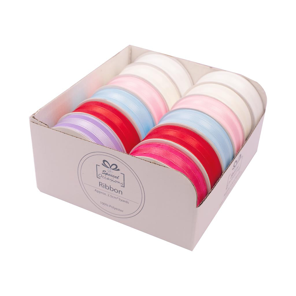 Angels Craft Set of 12 Decorative Satin & Lace Ribbon Rolls