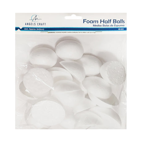 2" White Craft Foam Half Balls (20-Count Pack)