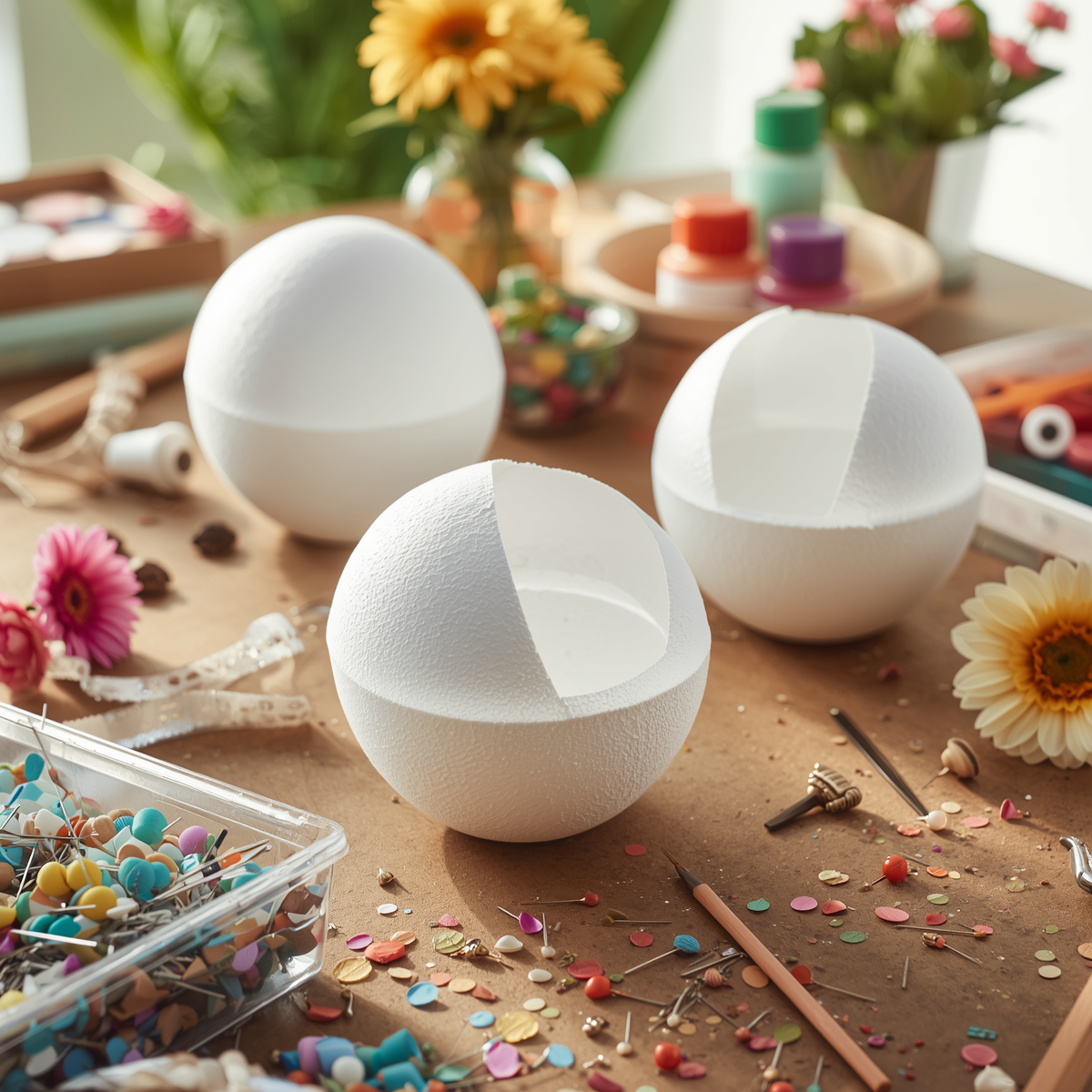 8" Hollow Half Foam Balls (2-Pack) – The Ultimate Base for Crafts, Florals & DIY Projects