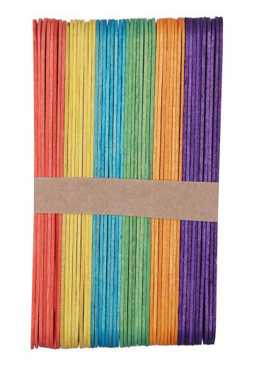 50-Count Jumbo Wooden Craft Sticks (6-Inch) | Natural & Rainbow
