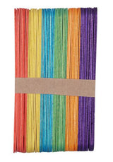 50-Count Jumbo Wooden Craft Sticks (6-Inch) | Natural & Rainbow