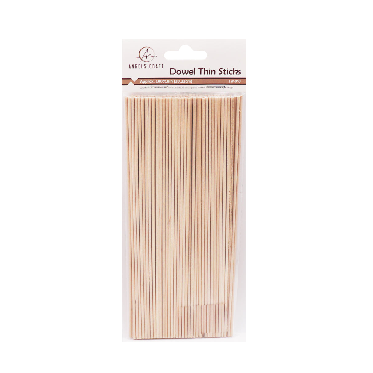 Angels Craft Premium Thin Wooden Dowel Sticks – 2mm x 8-Inch (Natural Wood or Rainbow Multi-Pack)