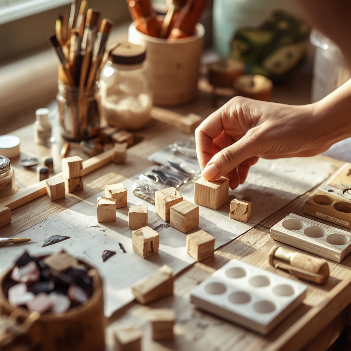 Unfinished Wood Craft Cubes – 6 Pack (1-Inch)