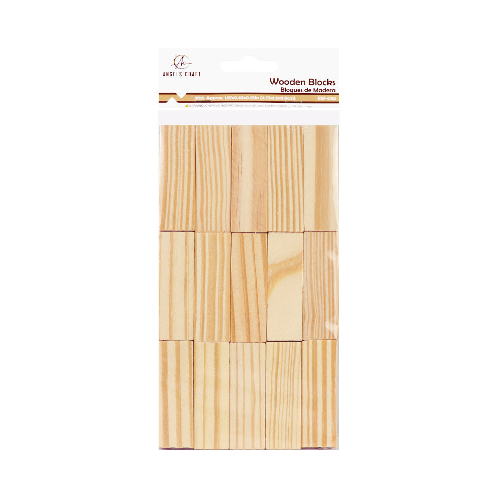 Unfinished Wooden Craft Blocks – 30 Pack (Rectangle)