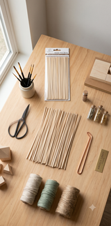 Thin Wooden Dowel Sticks (85-Pack) – 9.75" Natural Wood Sticks for DIY Crafts