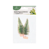 Mini Festive Pine Trees with Wooden Base – 2-Pack