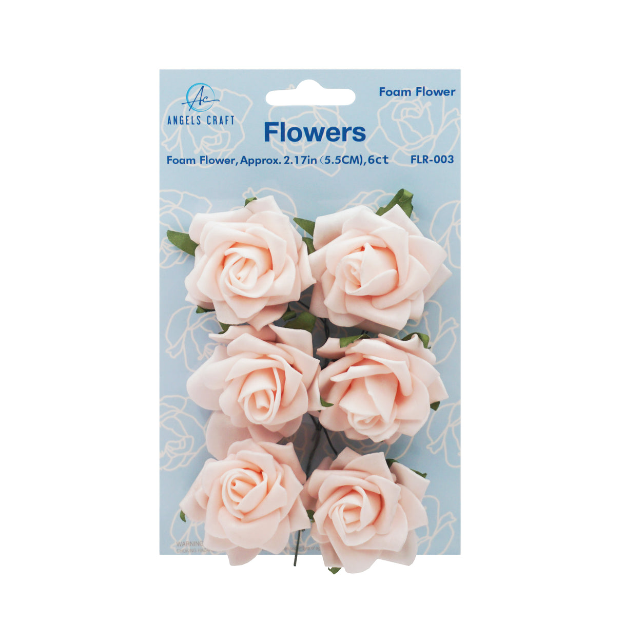 2.17" Foam Flower Roses with Wire Stems, 6-Count