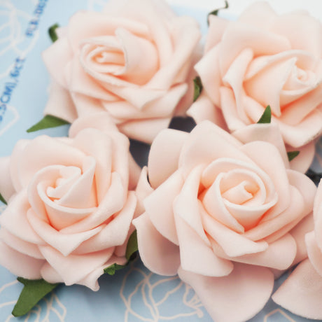 2.17" Foam Flower Roses with Wire Stems, 6-Count