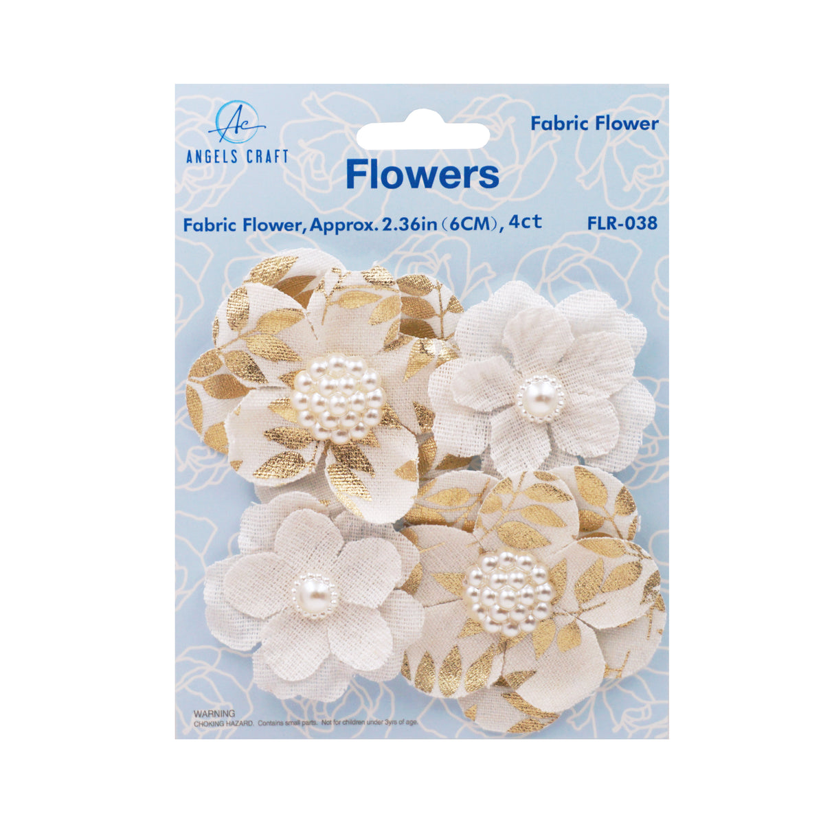 Angels Craft 48 Count Burlap Flowers with Pearl & Gold Accents