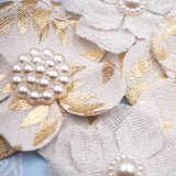 Angels Craft 48 Count Burlap Flowers with Pearl & Gold Accents