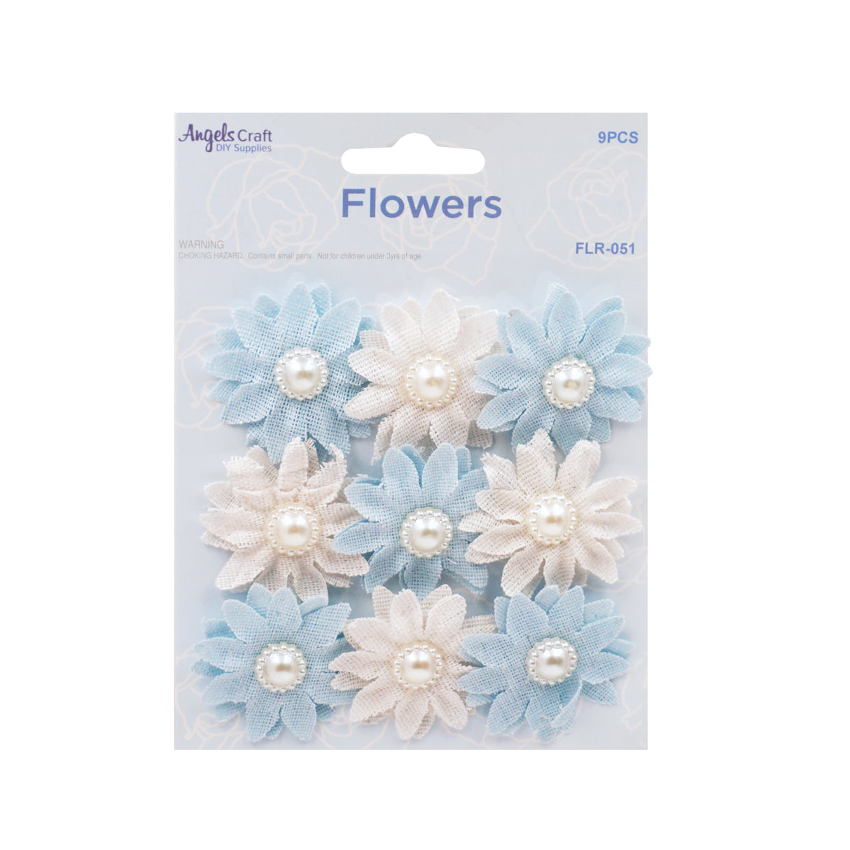 Angels Craft 9 Count Burlap Flowers with Pearl Embellishments