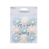 Angels Craft 9 Count Burlap Flowers with Pearl Embellishments
