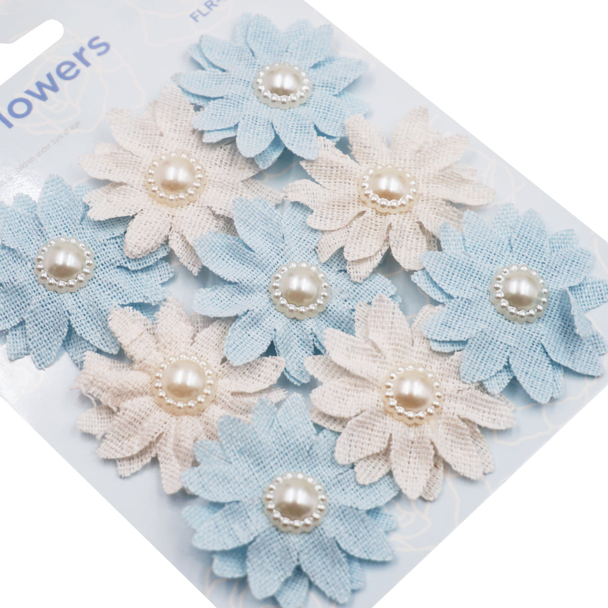 Angels Craft 9 Count Burlap Flowers with Pearl Embellishments