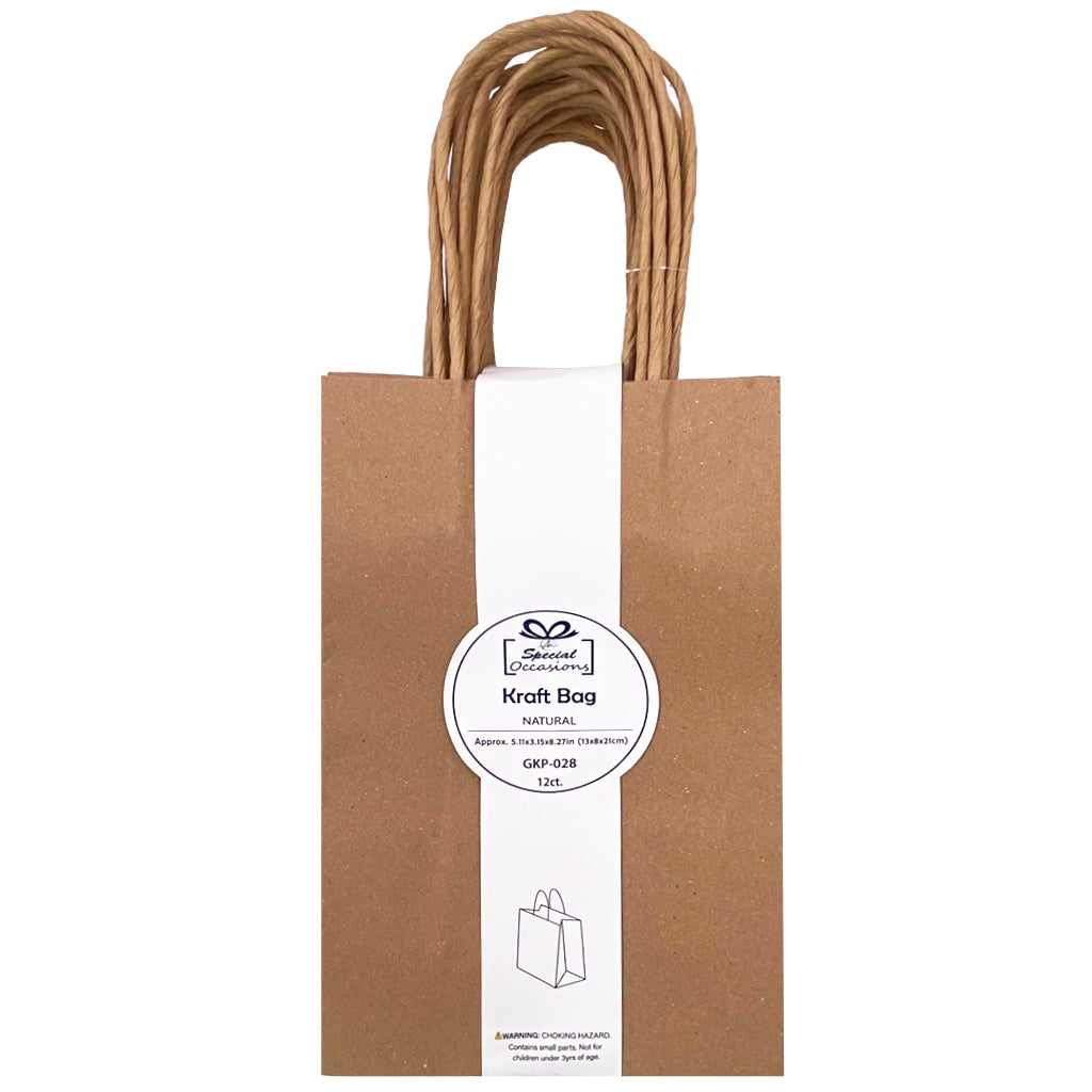 Angels Craft A12 Pcs Kraft Bag 8" x 5" - Natural Color