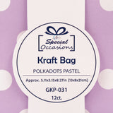 Angels Craft 12 Pcs Kraft Bag 8" x 5" - Pastel Color with Polka Dot