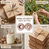 Natural Jute Twine Set (2 Rolls) – 164ft Eco-Friendly Craft & Gift Wrapping Cord