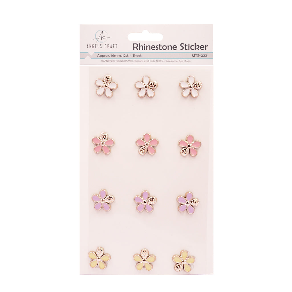 Angels Craft Stone Sticker Sheet Stickers: Enamel Flower Stone Shapes (12 Stones Total)