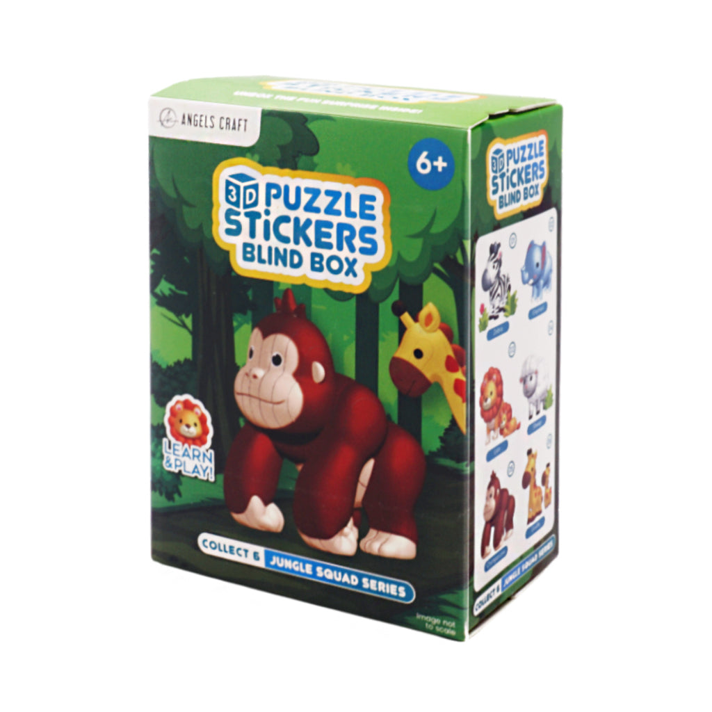 Toy packaging with a monkey and giraffe illustration on a green background