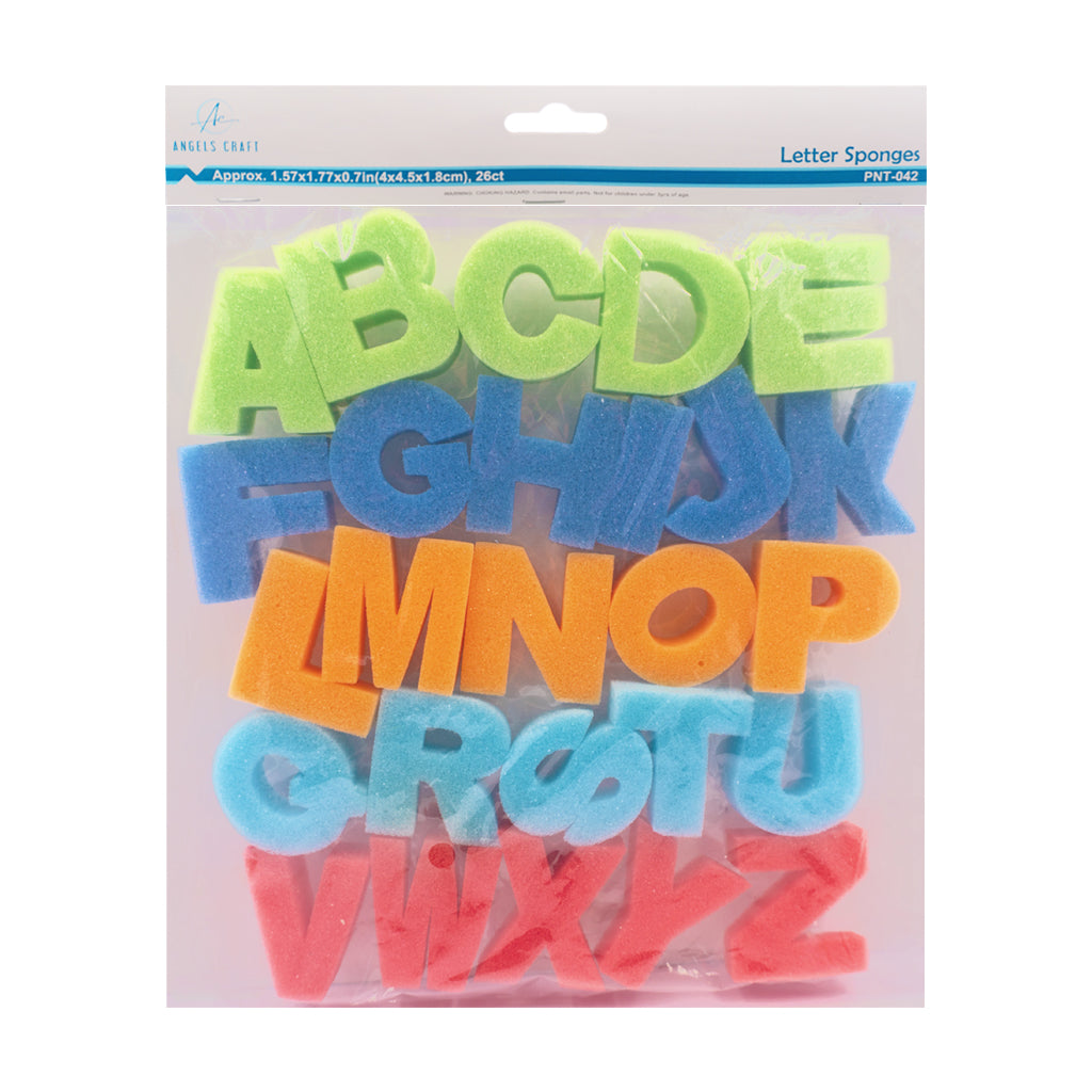 Angels Craft 26 Count Alphabet Sponges, Washable Painting Sponges